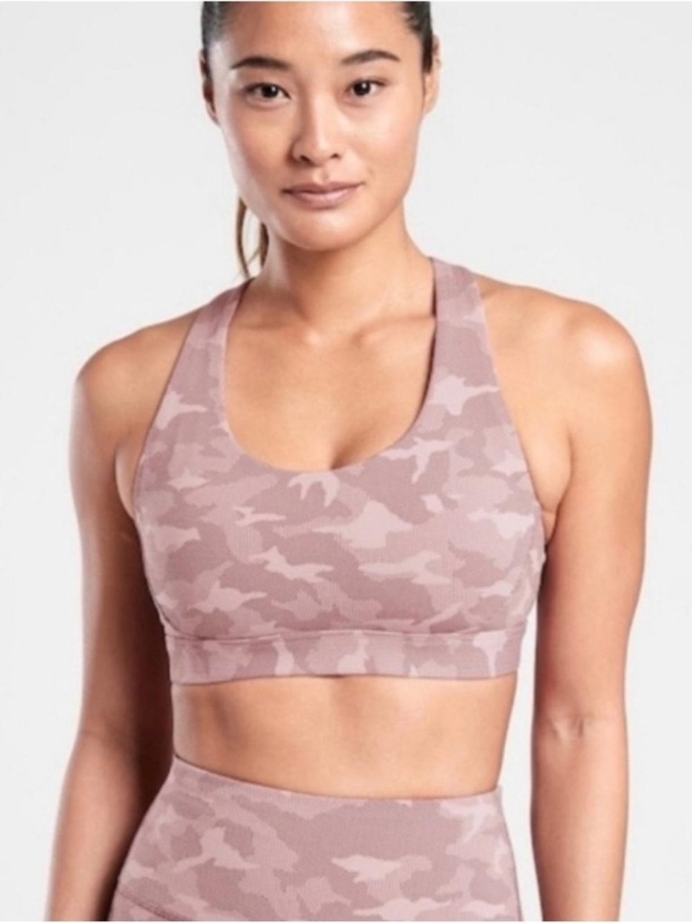 Athleta Pink Camo Racerback Sports Bra